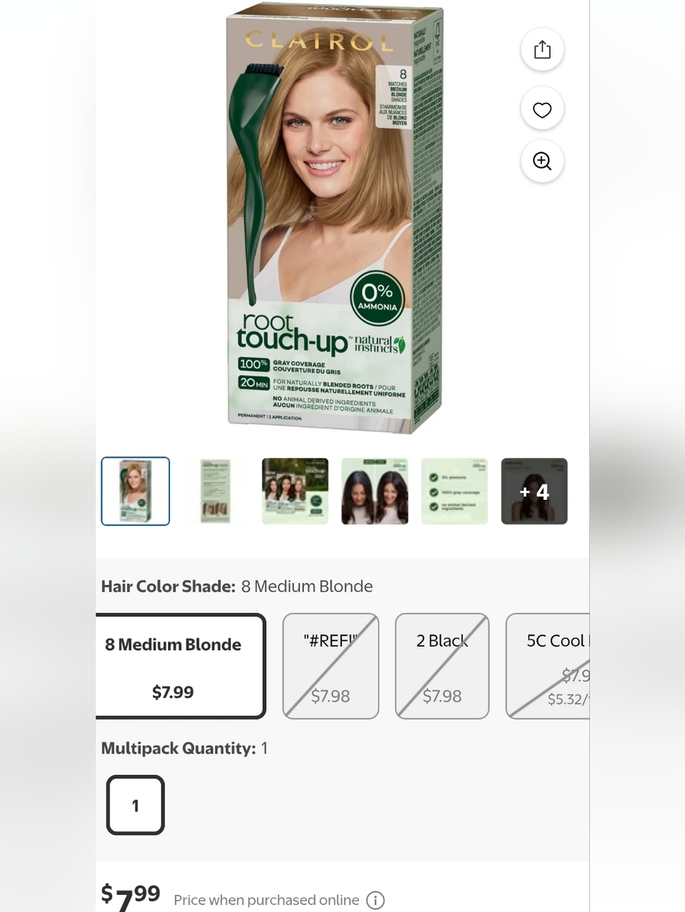 3 For $10 Root Touch-Up Natural Instincts Hair Color - Medium Blonde (8)